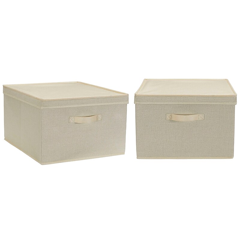 Household Essentials Large Stackable Folding Corrugated Storage Bin, 10" x 16"x 19", 53 Qt., Cream, 2/Pack (7425-1) image 1