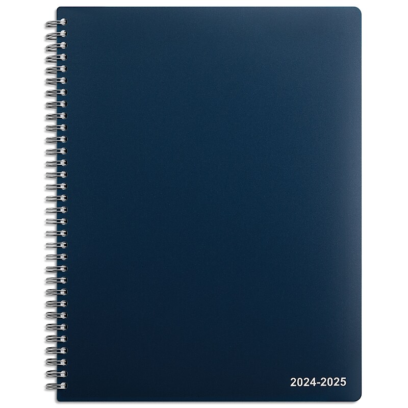 2024-2025 Staples 8" x 11" Academic Weekly & Monthly Appointment Book, Plastic Cover, Navy (ST60358-23) image 1