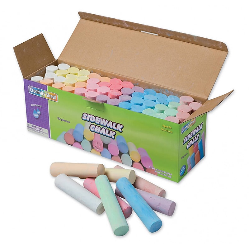 Creativity Street Sidewalk Chalk, Assorted Colors, 52/Box (PACAC1752) image 1