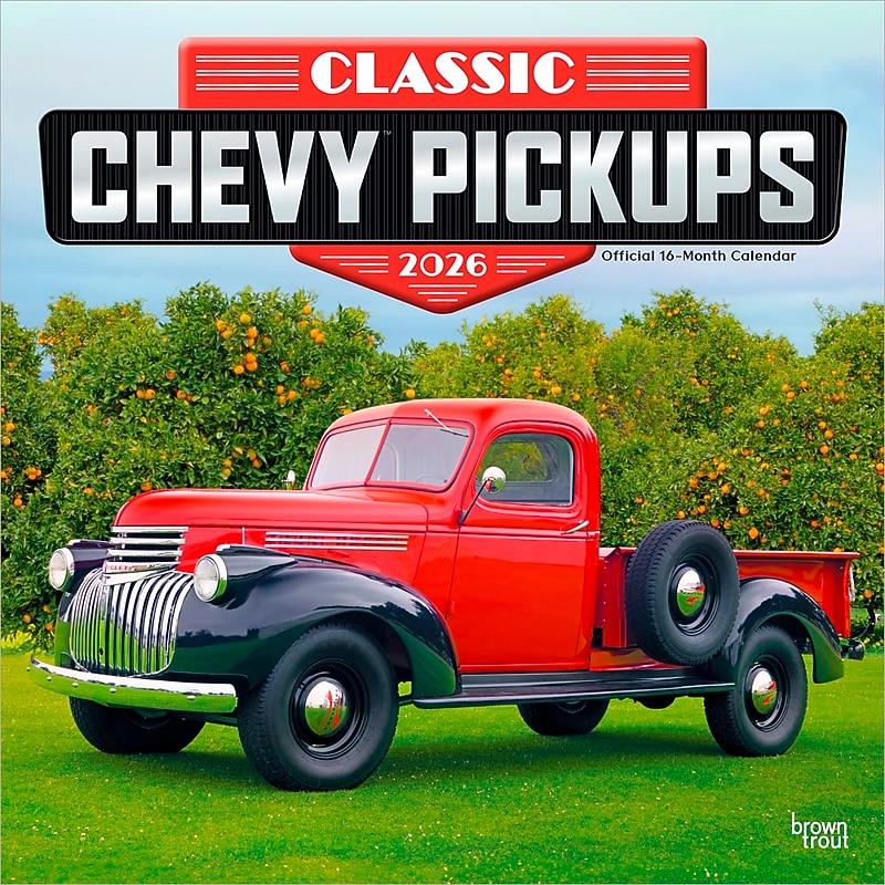 2026 BrownTrout Classic Chevy Pickups 12" x 12" Monthly Wall Calendar (9798330701704) image 1