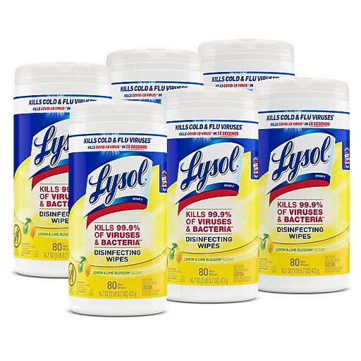 Lysol Disinfecting Wipes, Lemon & Lime Blossom, 80 Wipes/Canister