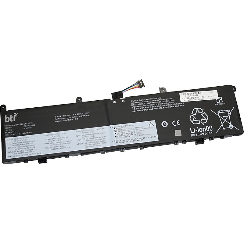 Battery Technology Li-Ion Replacement Battery for Lenovo ThinkPad P1 Gen 1, 5010mAh (01YU911-BTI) image 1