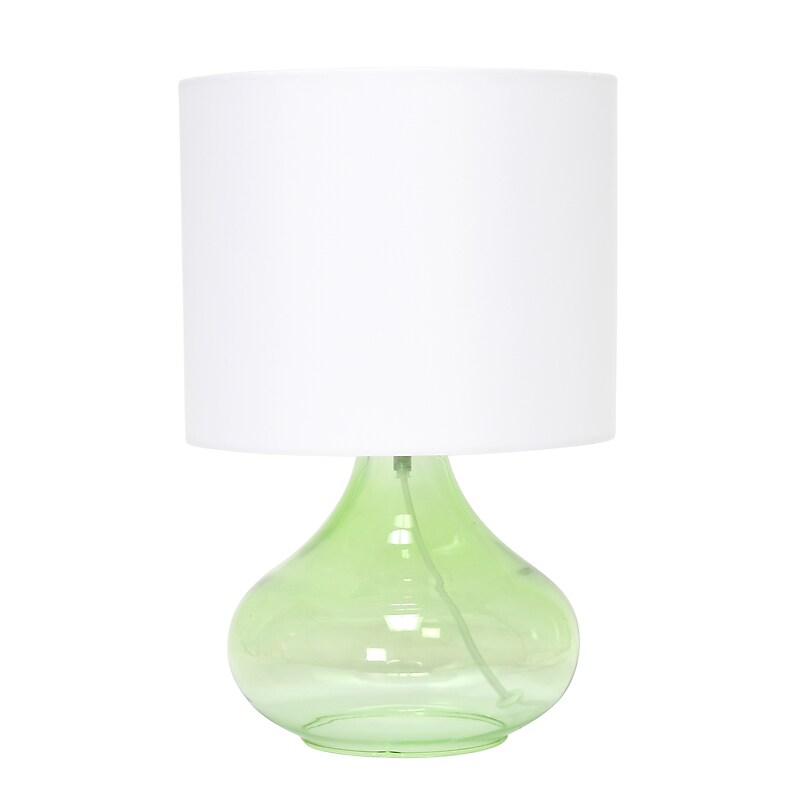 Creekwood Home Modern Glass 13.75" LED Table Lamp, Green/White (CWT-1014-GW) image 1
