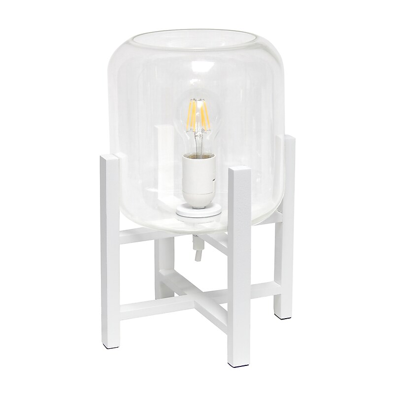 Creekwood Home 13.5" LED Table Lamp, White/Clear Glass (CWT-1000-WH) image 1