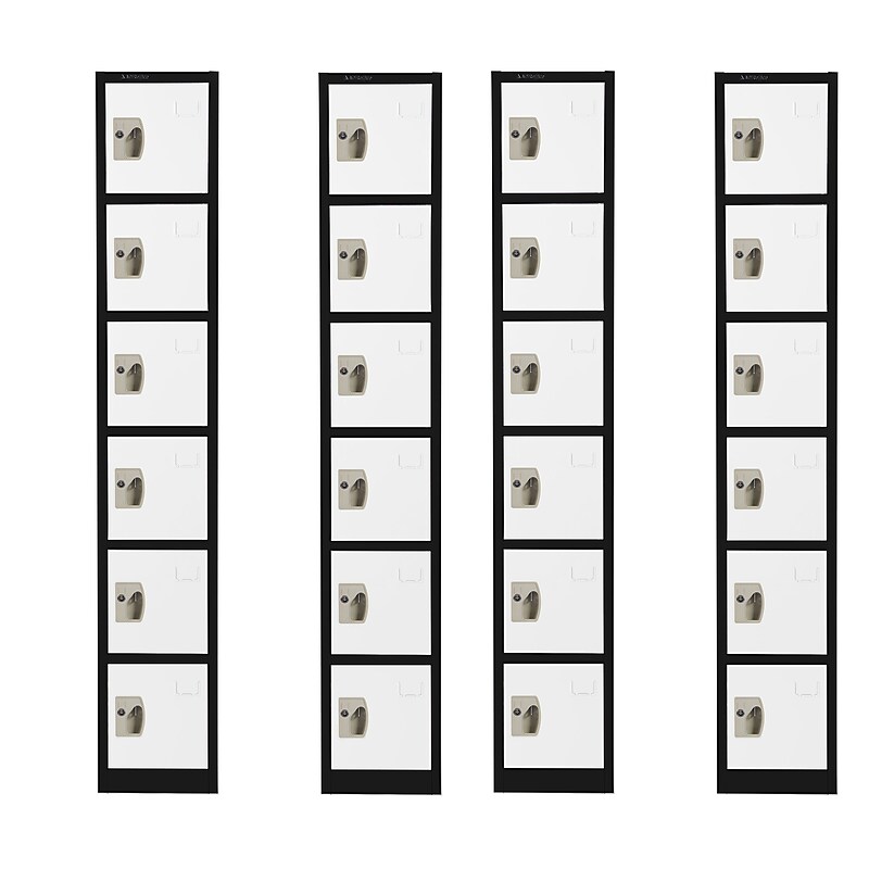AdirOffice 72" 6-Tier Black and White Storage Locker, 4/Pack (ADI629-206-B-W-PKG-4) image 1