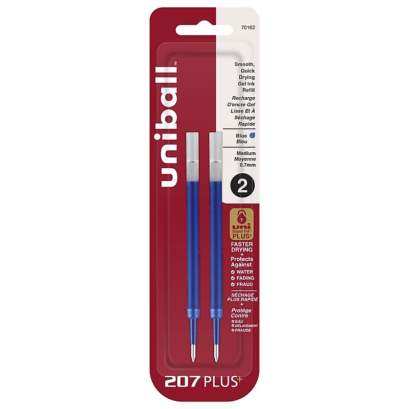 uni-ball Rollerball Pen Refill, Medium Point, Blue Ink, 2/Pack (70162) image 1