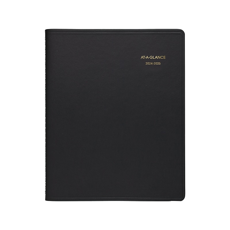 2024-2025 AT-A-GLANCE 9" x 11" Academic Monthly Planner, Faux Leather Cover, Black (70-074-05-25) image 1