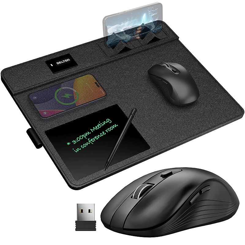 Delton S8/D101 Wireless Optical Mouse and Non-Skid Mouse Pad, Black (DMMPADKIT101) image 1