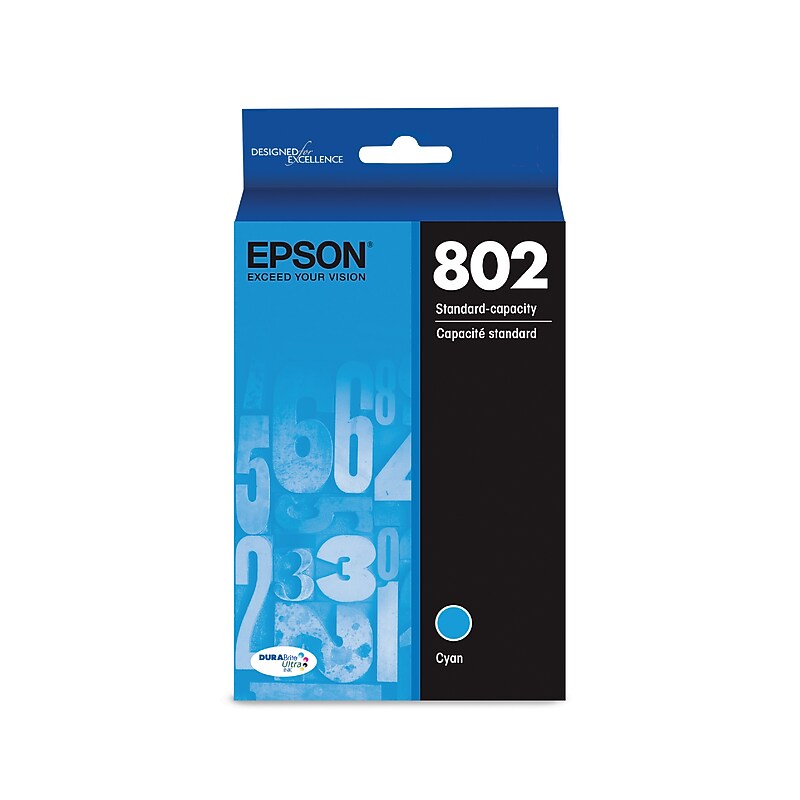 Epson T802 Cyan Standard Yield Ink Cartridge (T802220-S) image 1