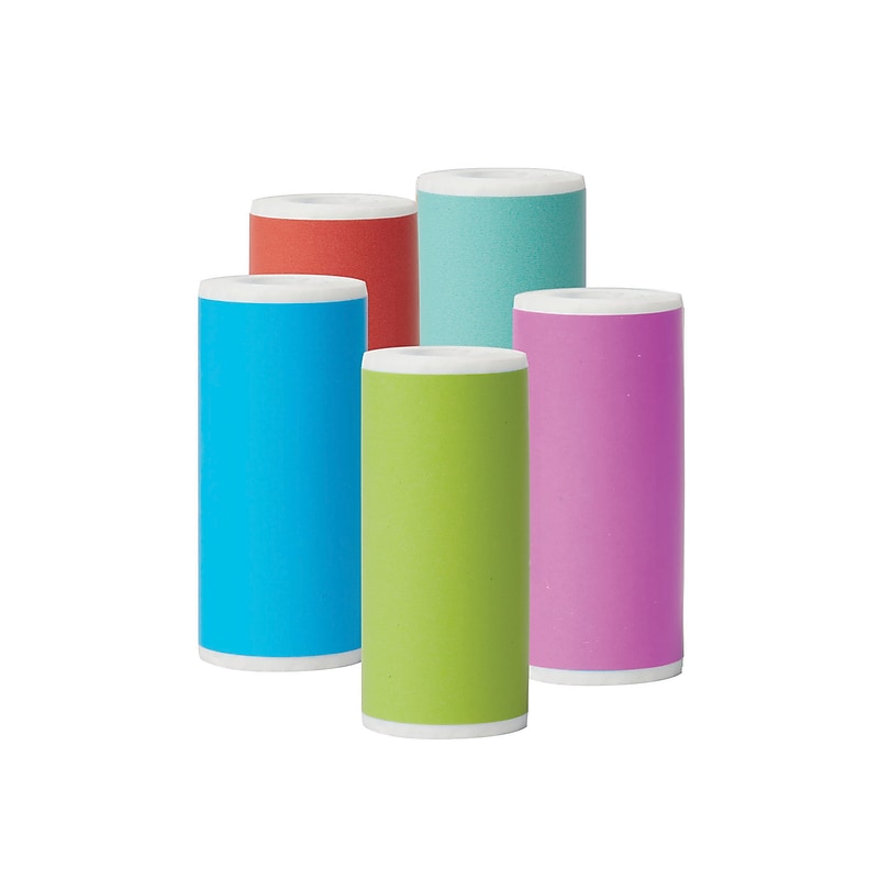 Core Innovations Adhesive Sticker Thermal Paper 2.18” x 9.5 ft. Assorted Colors, 5 Rolls/Box (CTP500PB) image 1