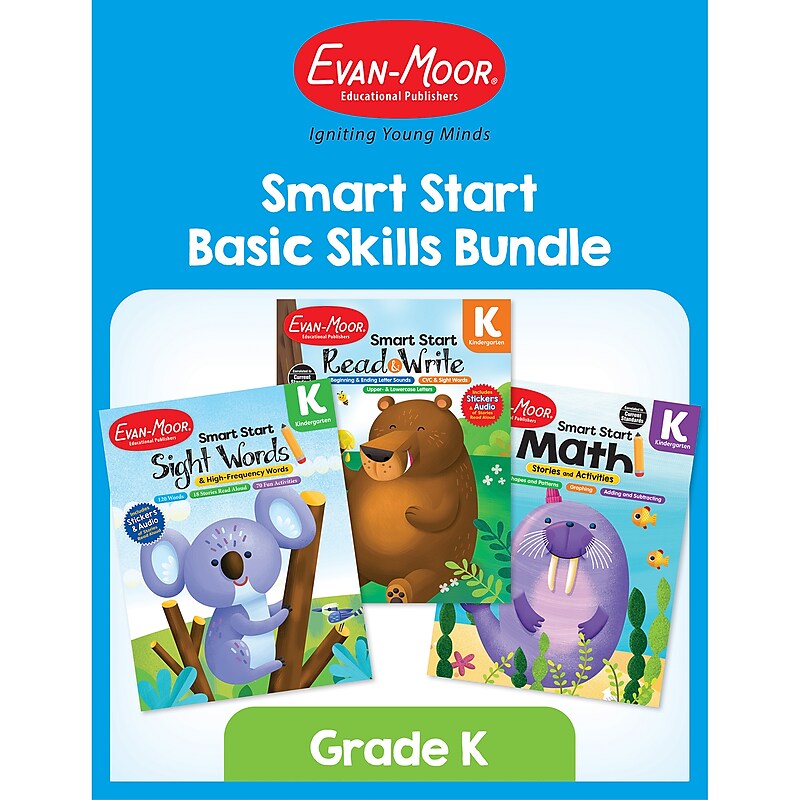 Evan-Moor Smart Start Acvitity Book Basic Skills Bundle, Grade K Workbook, 3 Books/Set image 1