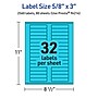 Avery Printable Rectangle Multipurpose Labels, 5/8" x 3", Bright Blue, 2560/Box (94214)~#|#~F0083AC0-2ABA-421F-A3AD40381886E338_sc7