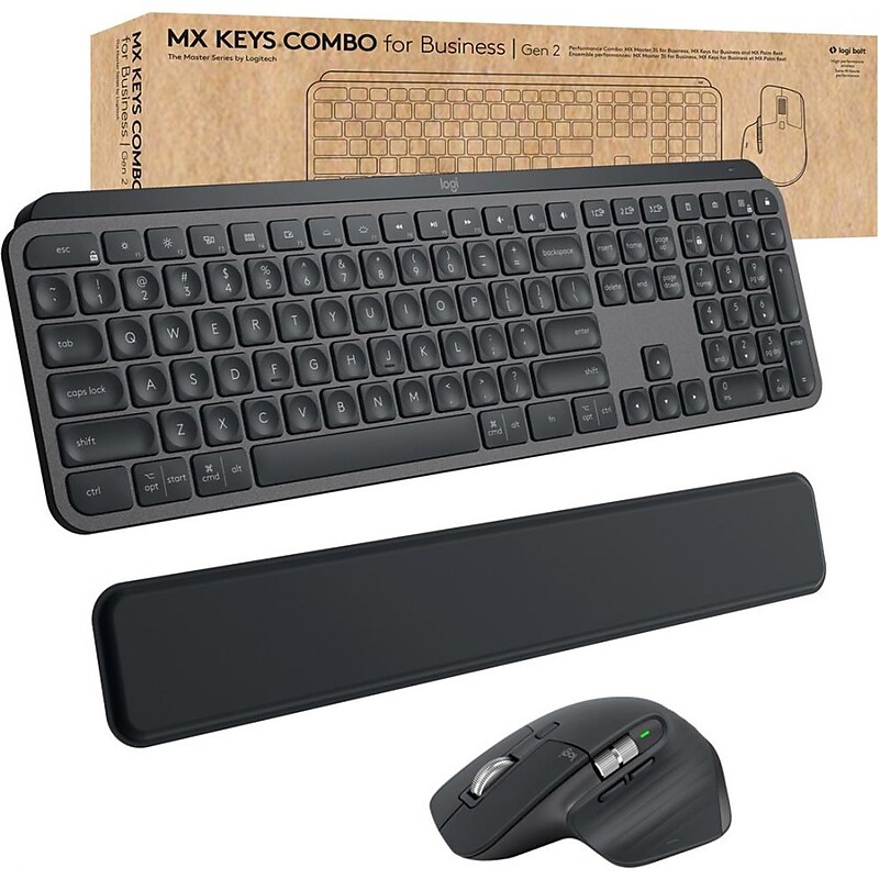 Logitech MX Keys Gen 2 Combo For Business Wireless Keyboard and Laser Mouse, Graphite (920-010923) image 1