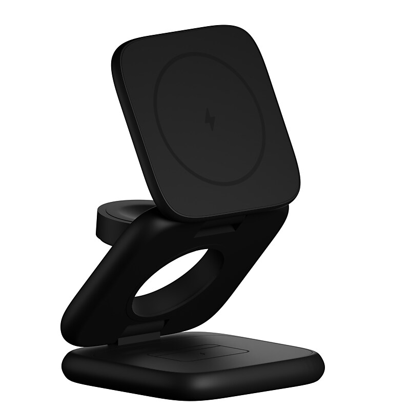 CODi 3-in-1 Folding MagSafe Wireless USB-C Charging Stand, Black (PWRC-315W) image 1