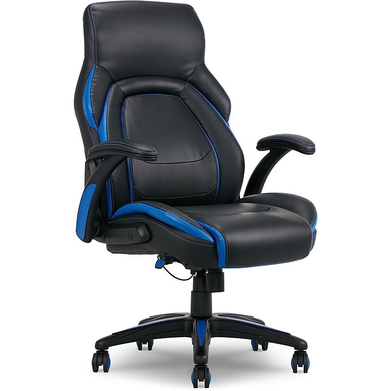 Dormeo Ergonomic Faux Leather Swivel Manager's Chair, Blue (60030-BLU) image 1