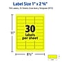 Avery Sure Feed Laser Address Labels, 1" x 2 5/8", Neon Yellow, 750 Labels/Pack (5972)~#|#~F0110BCD-C969-467D-9FBB023FF9E9411B_sc7