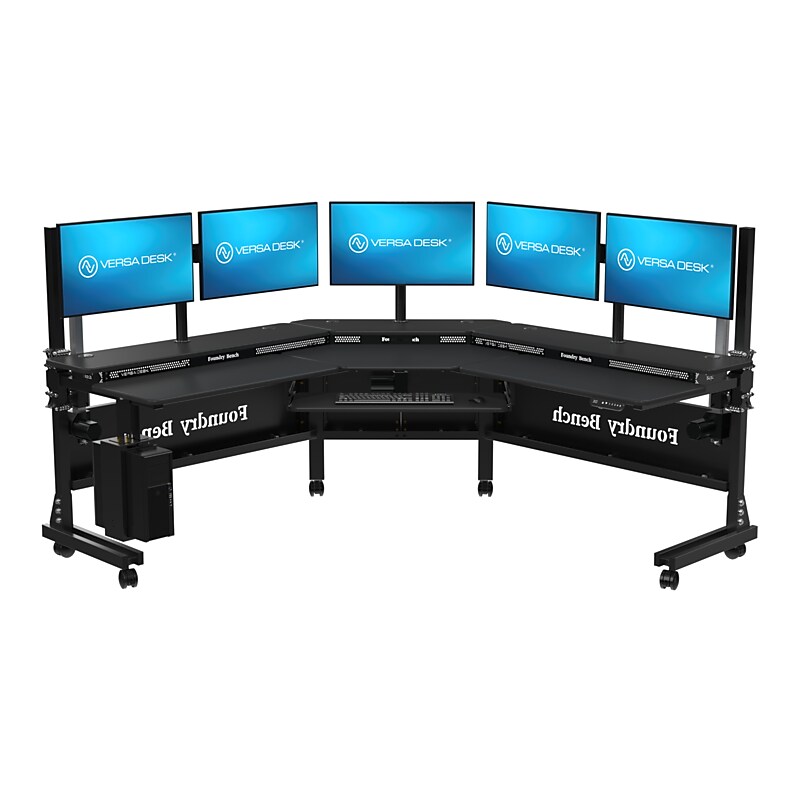 VersaDesk Foundry Bench 80"W Electric Corner Adjustable Standing Desk, Black (FBC8080-BB-APP) image 1