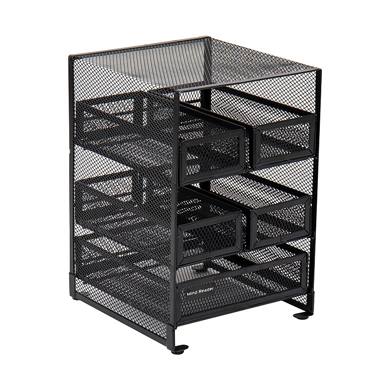 Mind Reader Metal 5-Compartment Tea Bag Organizer, 120 Tea Bag Capacity, Black (MMTDR5-BLK) image 1