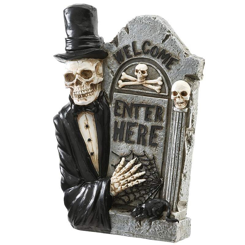 National Tree Company 12" Skeleton Holding Tombstone (PG11-20B001-1) image 1