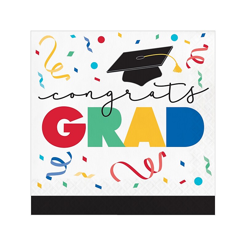 Creative Converting Cap Toss Graduation Napkin, Multicolor, 48/Pack (DTC369875NAP) image 1