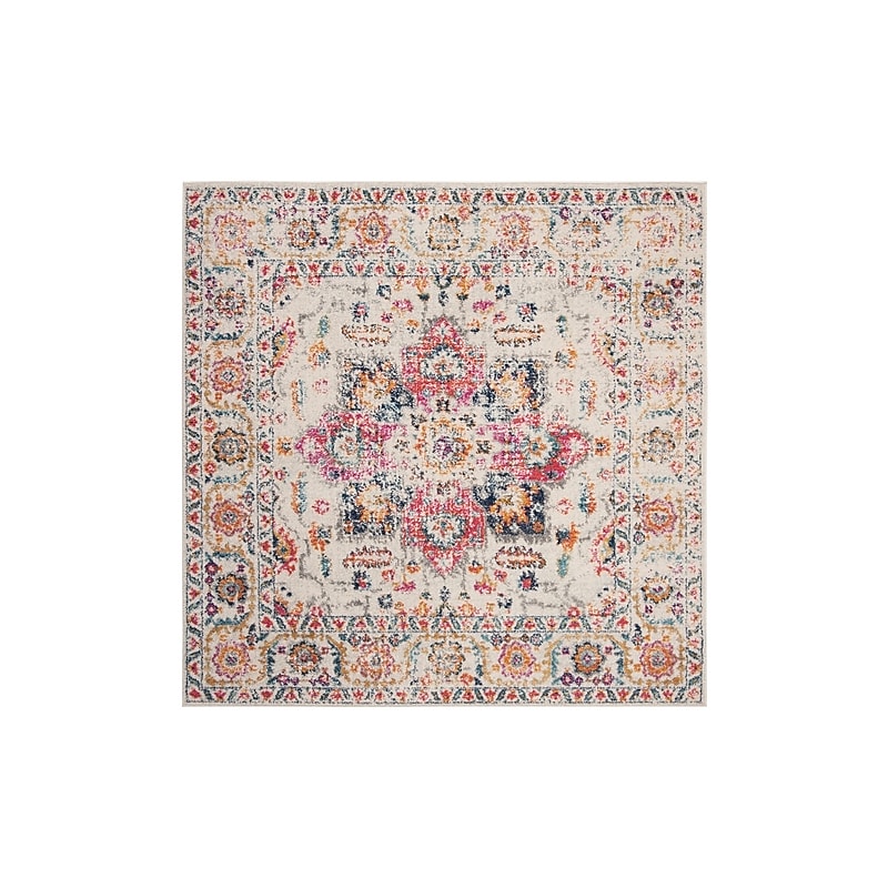 Safavieh Madison Collection 4' x 4' Square Indoor Area Rug, Machine Made, Fuchsia/Ivory (MAD603R-4SQ) image 1
