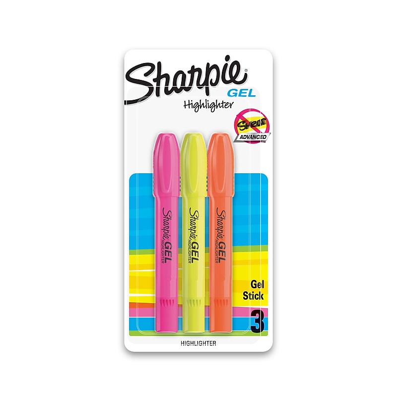 Sharpie Gel Stick Highlighter, Bullet Tip, Assorted, 3/Pack (1780475) image 1
