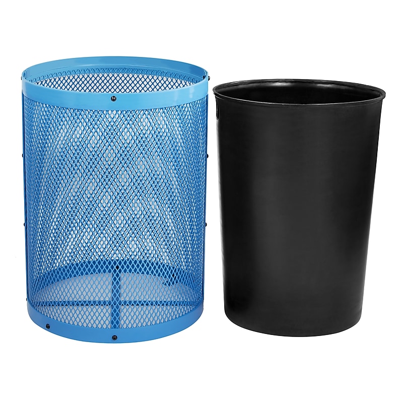 Alpine Industries 4460 Series Steel Mesh Outdoor Trash Can with Liner, 36 Gallon, Blue (ALP4460-01-BLU) image 1