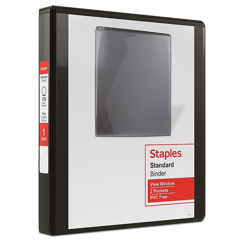 Staples 1" 3-Ring View Binders, D-Ring, Black, 12/Pack (26431CT) image 1