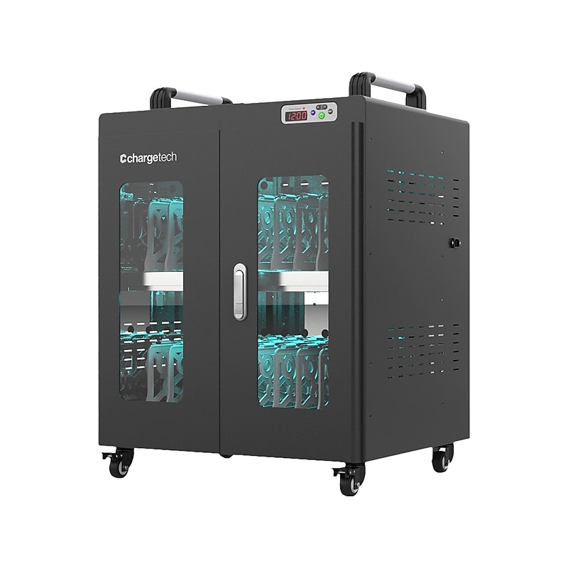 ChargeTech UV Clean & Charge Cart 2.0 20-Bay Metal Cart, Black (CT-300095SS) image 1