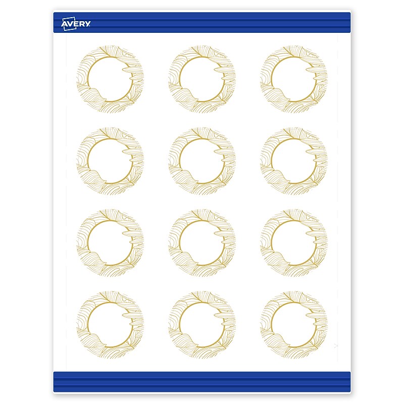 Avery Gold Florals Matte Blank Card, White, 120/Pack (S00-EW0) image 1