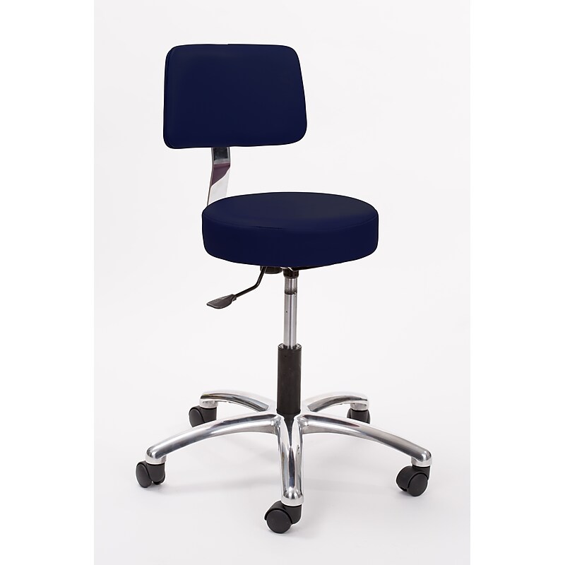 Brandt Industries Armless Vinyl Medical Stool with Backrest, Navy (17422 Navy) image 1
