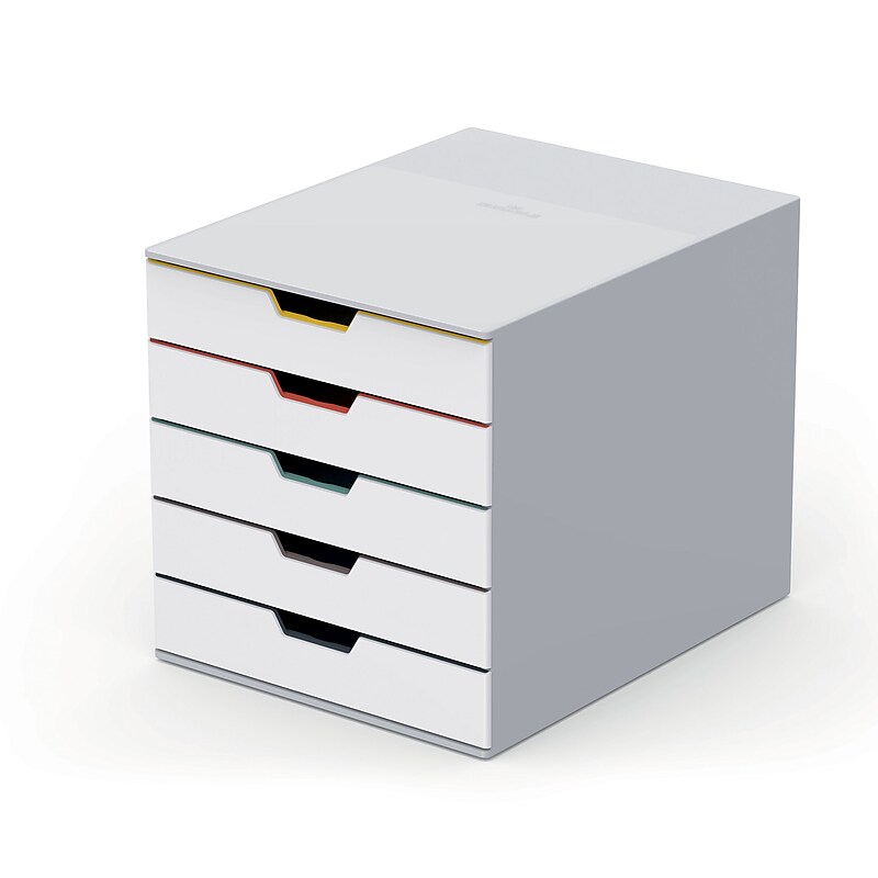 Durable Varicolor Stackable Storage Drawer, 5 Drawers, Plastic, Multicolored (762527) image 1