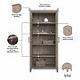 Bush Furniture Key West 66" Tall Storage Cabinet with Doors and 5 Shelves, Washed Gray (KWS266WG-03)~#|#~F073A3AA-4C62-47BF-825DC442BEC4FCCC_sc7