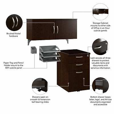 Office in an Hour Cubicle Storage with Cabinet, Paper Tray, & Pencil Holder - Thumbnail 3