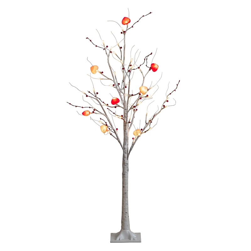 Nearly Natural 4-ft Pre-Lit Artificial Valentine's Day Twig Tree with 48 Heart Shaped LED Lights and Red Berries (T5448) image 1