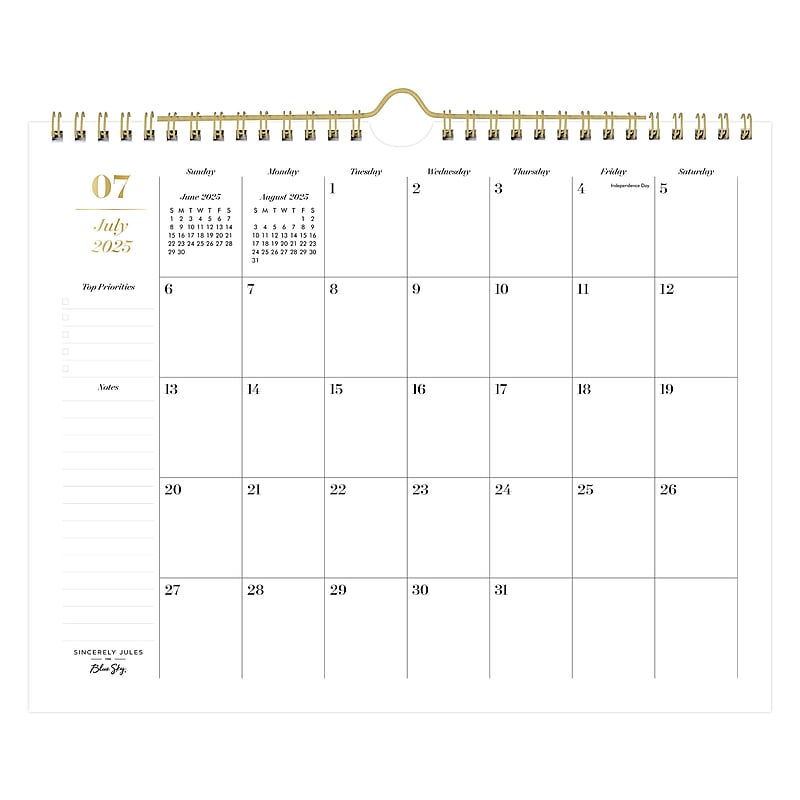 2025-2026 Blue Sky Sincerely Jules Elevated 11" x 8.75" Academic Monthly Wall Calendar (154298) image 1
