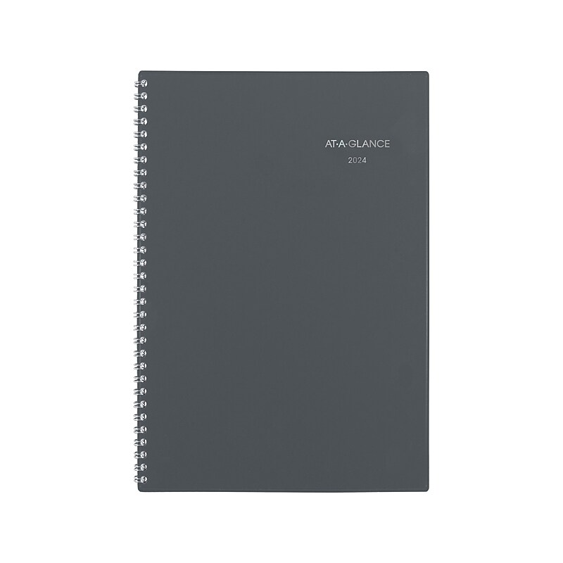 2024 AT-A-GLANCE DayMinder 5" x 8" Weekly & Monthly Planner, Plastic Cover, Gray (GC200-07-24) image 1