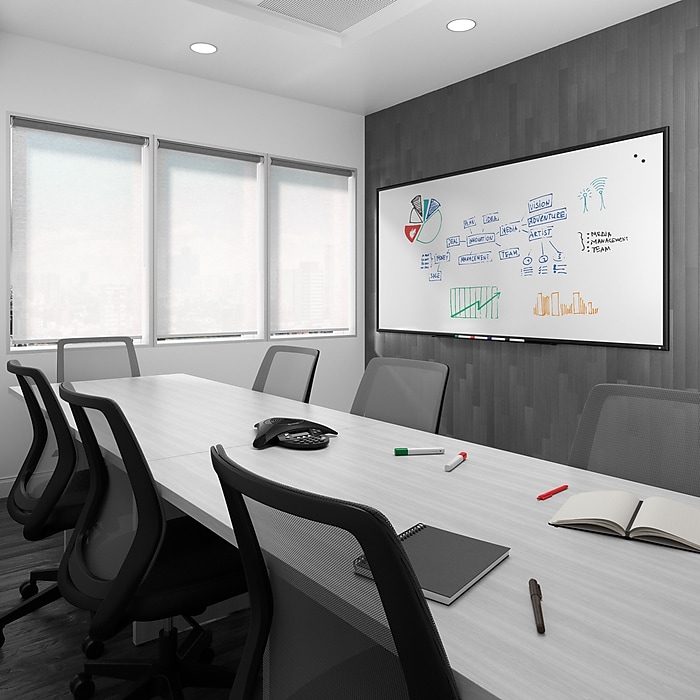 TRU RED™ Magnetic Porcelain Dry Erase Board, Black Frame, 8' x 4