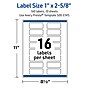 Avery Laser/Inkjet Rectangle Multipurpose Labels, 1" x 2-5/8", White, 160/Pack (S00-EWS)~#|#~F09609BC-026D-4B57-92E0477E2730B232_sc7