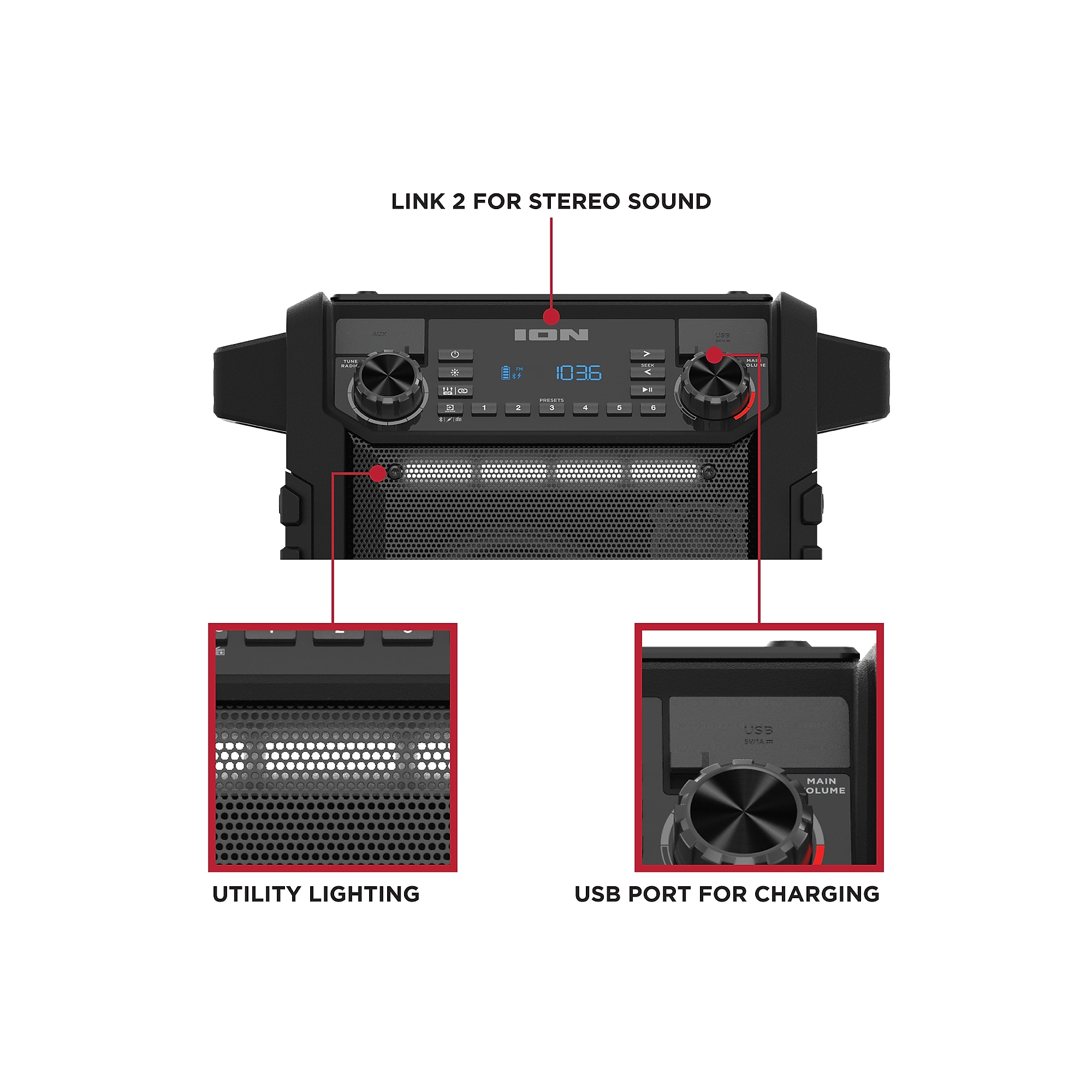 ION Tailgater Classic Wireless Bluetooth Portable Rechargeable Speaker with Link 2, Water-Resistant, Black (TLGTRCLASBKXUS) Sansujyuku sansujyuku.com