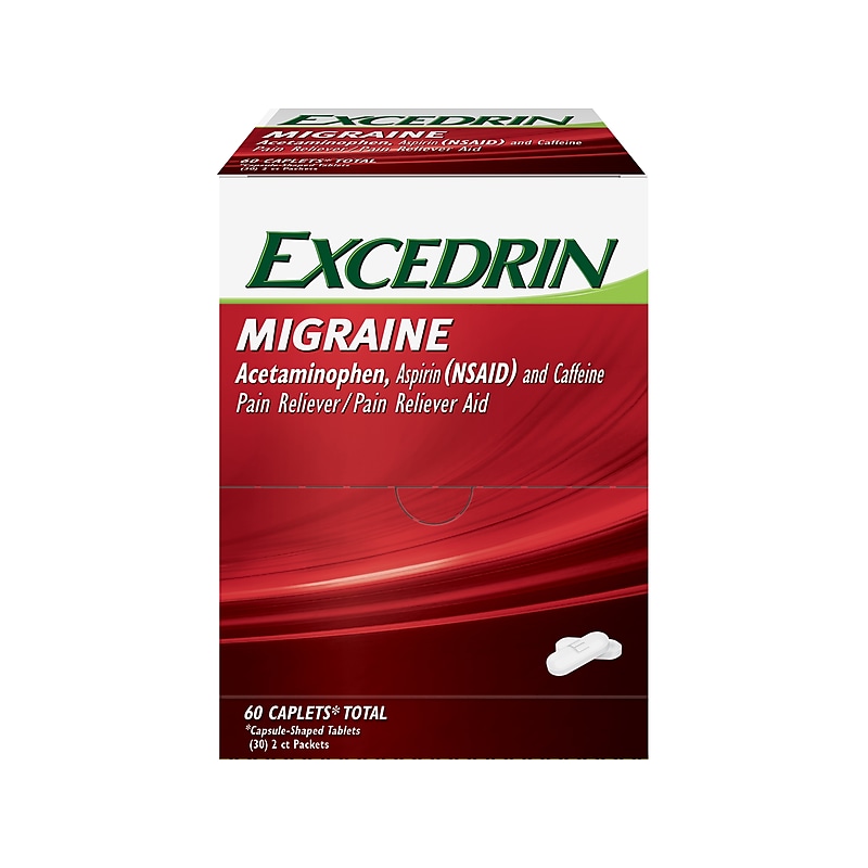 Excedrin Migraine 250mg Acetaminophen Caplet, 2/Packet, 30 Packets/Box (64498) image 1