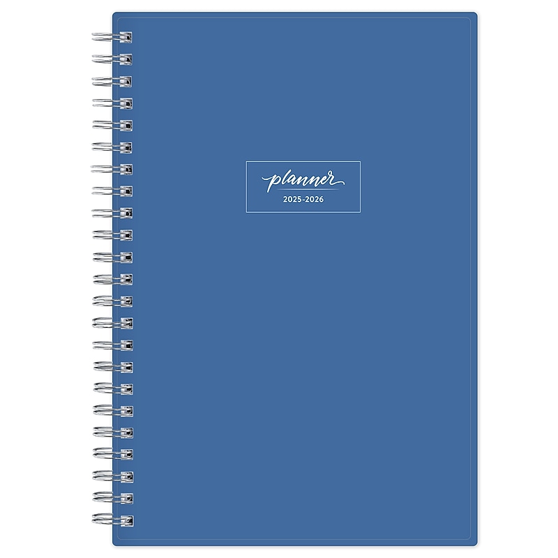 2025-2026 Blue Sky 5" x 8" Academic Year Weekly & Monthly Student Planner, Plastic Cover, Azure Blue (156705) image 1