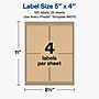 Avery Rectangle Laser/Inkjet Multipurpose Labels, Kraft Brown, 4 Labels/Sheet, 25 Sheets/Pack (19479311152)~#|#~F0A85DFA-4FB0-45A6-B843DCDD3A4ED24E_sc7