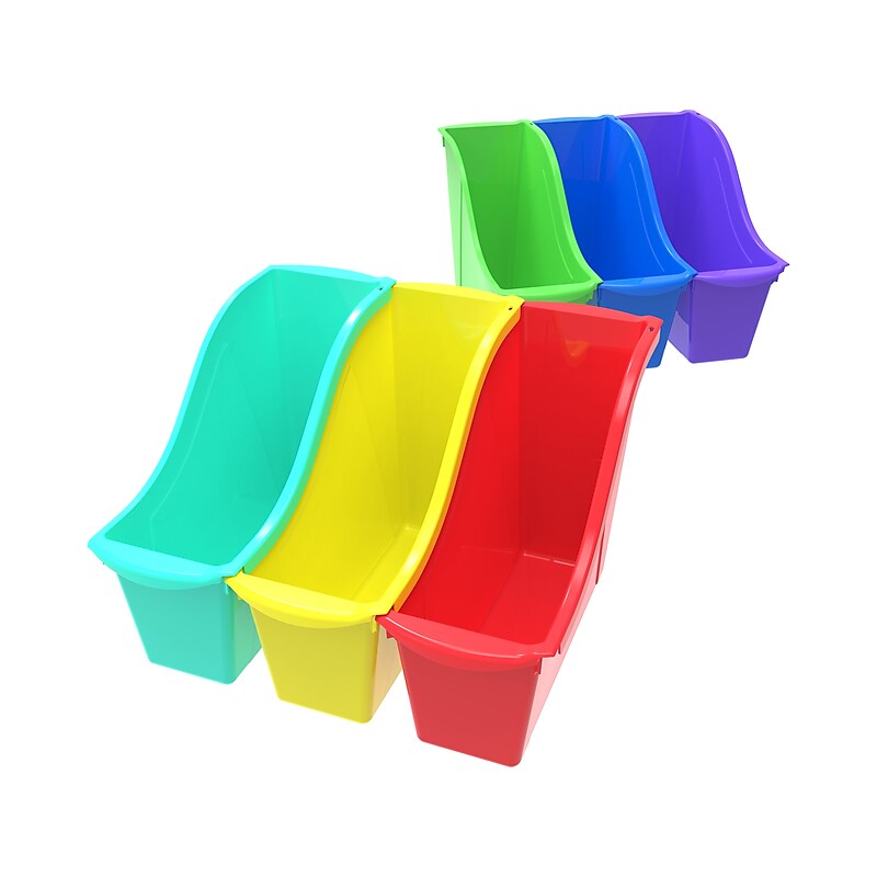 Storex Storage Book Bins, Plastic, Assorted Colors, 6/Set (70124E06C) image 1