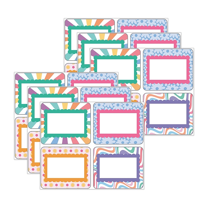 Carson Dellosa Education Retro Remix Adhesive School Name Tags, 3" x 2.5", 40/Pack, 6/Packs (CD-150093-6) image 1