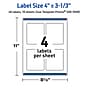 Avery Laser/Inkjet Rectangle Multipurpose Labels, 4" x 3-1/3", White, 40/Pack (S00-DM0)~#|#~F0C16516-E0B8-42F7-B69E013A9C4A9CA9_sc7