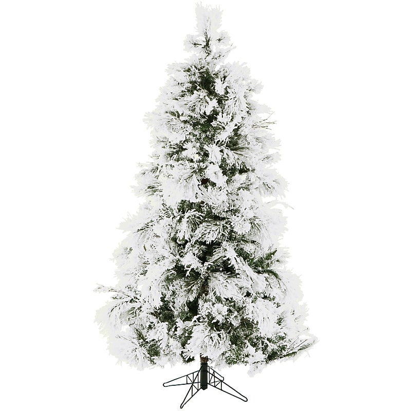 Fraser Hill Farm 7.5' Flocked Snowy Pine Artificial Christmas Tree (FFSN075-0SN) image 1