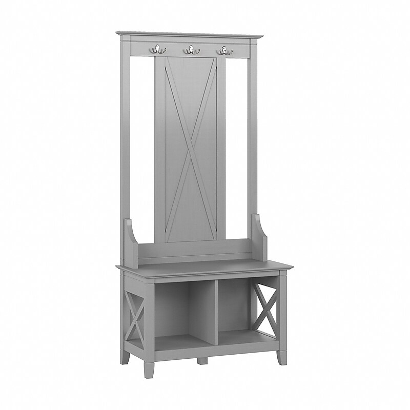 Bush Furniture Key West 66" Hall Tree with Shoe Storage Bench, Cape Cod Gray (KWS166CG-03) image 1