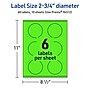 Avery Laser/Inkjet Multipurpose Circle Labels, 2.75" Dia., Neon Green, 60/Pack (94512)~#|#~F0C71FA4-9BC7-42DE-8422EA20C6F4B66E_sc7