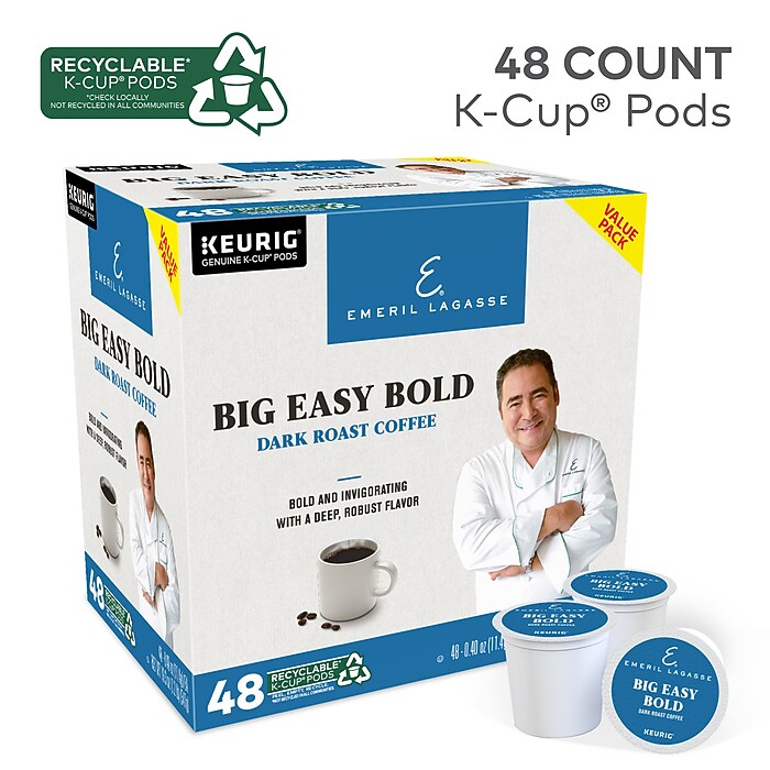 Emeril's Big Easy Bold Keurig K-Cup Pods, Dark Roast, 48 Count (373309) |  Staples